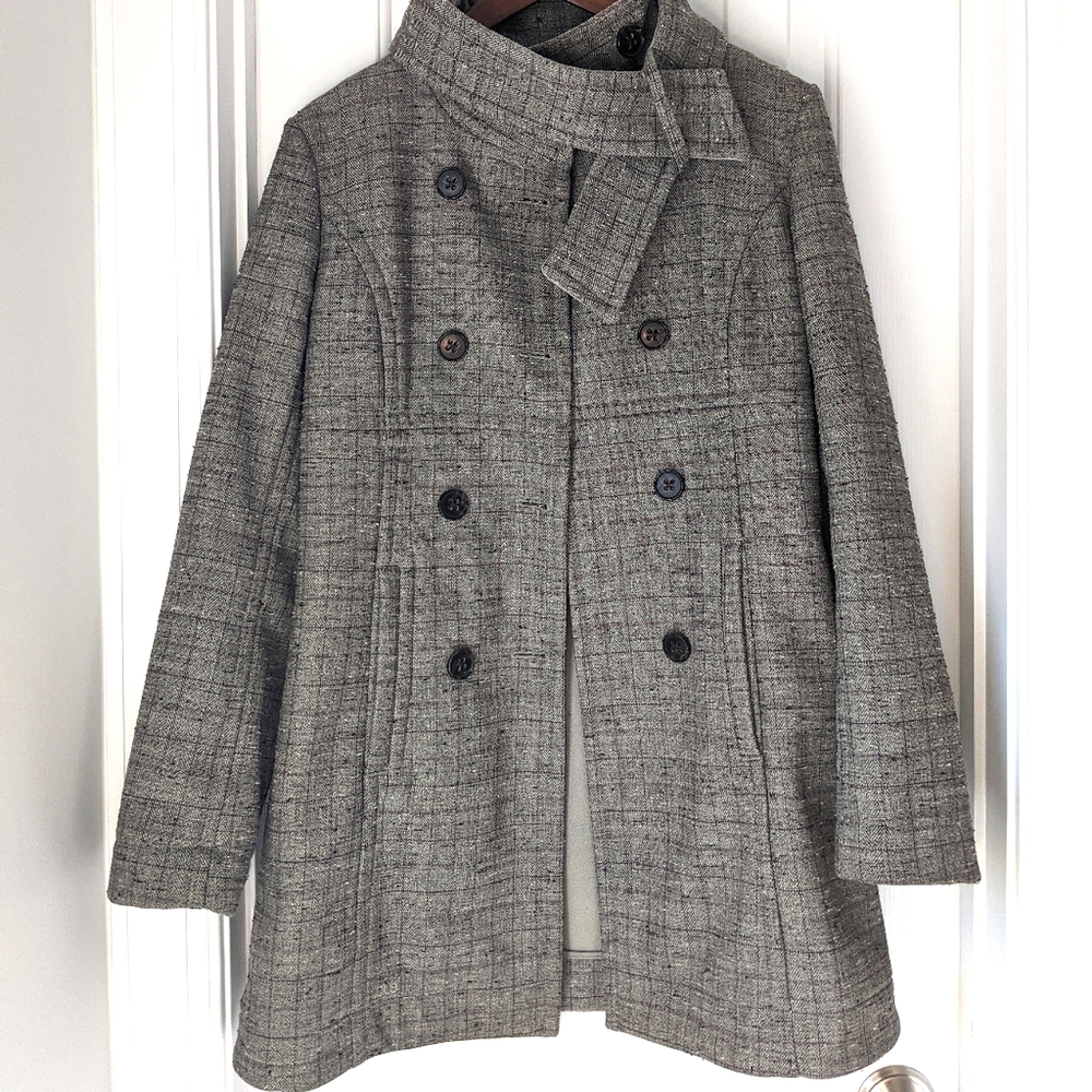 Lolë Jacket Women's SMALL Gray Button Front Tweed